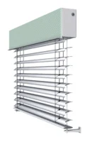 Außenjalousie mit modernem Design und grüner Abdeckung